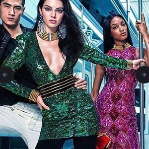 Signature Emerald Green Sequin BALMAIN for H&M Dress size 4